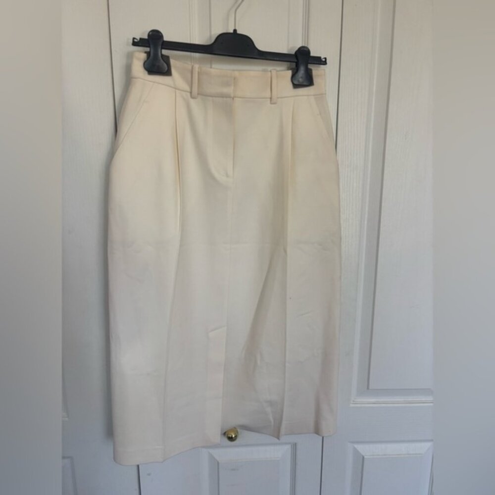 Ryan Roche Cream Pencil Skirt